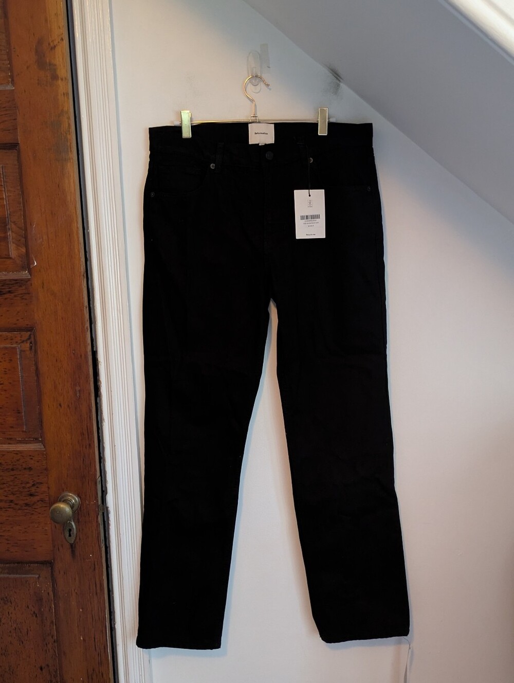 Reformation Women's Blacl Mid-rise Straight Leg Greer Denim Jeans New Size 29